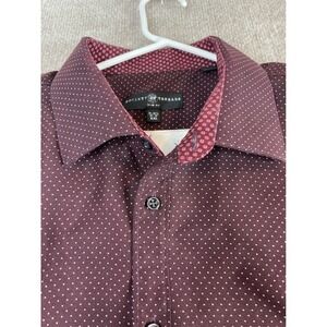 Society Threads Mens Slim Fit Burgundy Micro Dot Dress Shirt XXL
